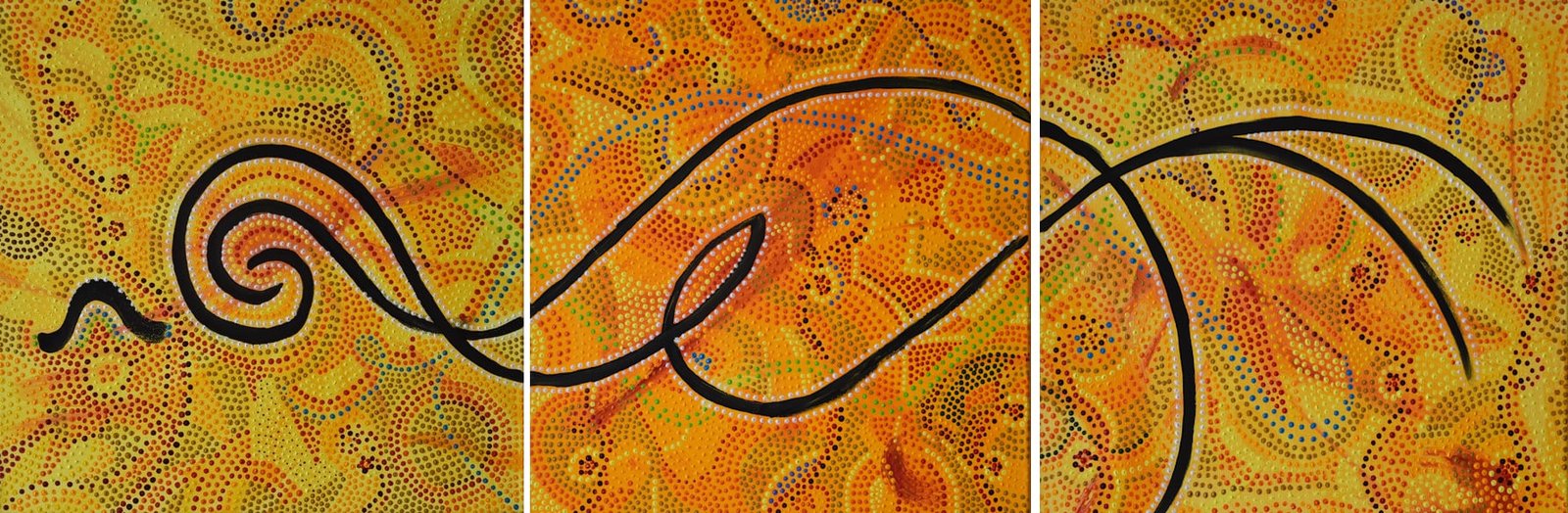 3-luik abstract geel-oranje